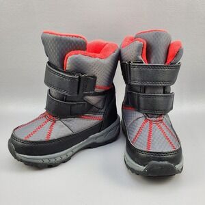 Carter's Booth CR Winter Snow Boots Toddler Boys Size 7 Mid Calf Hook Loop Gray